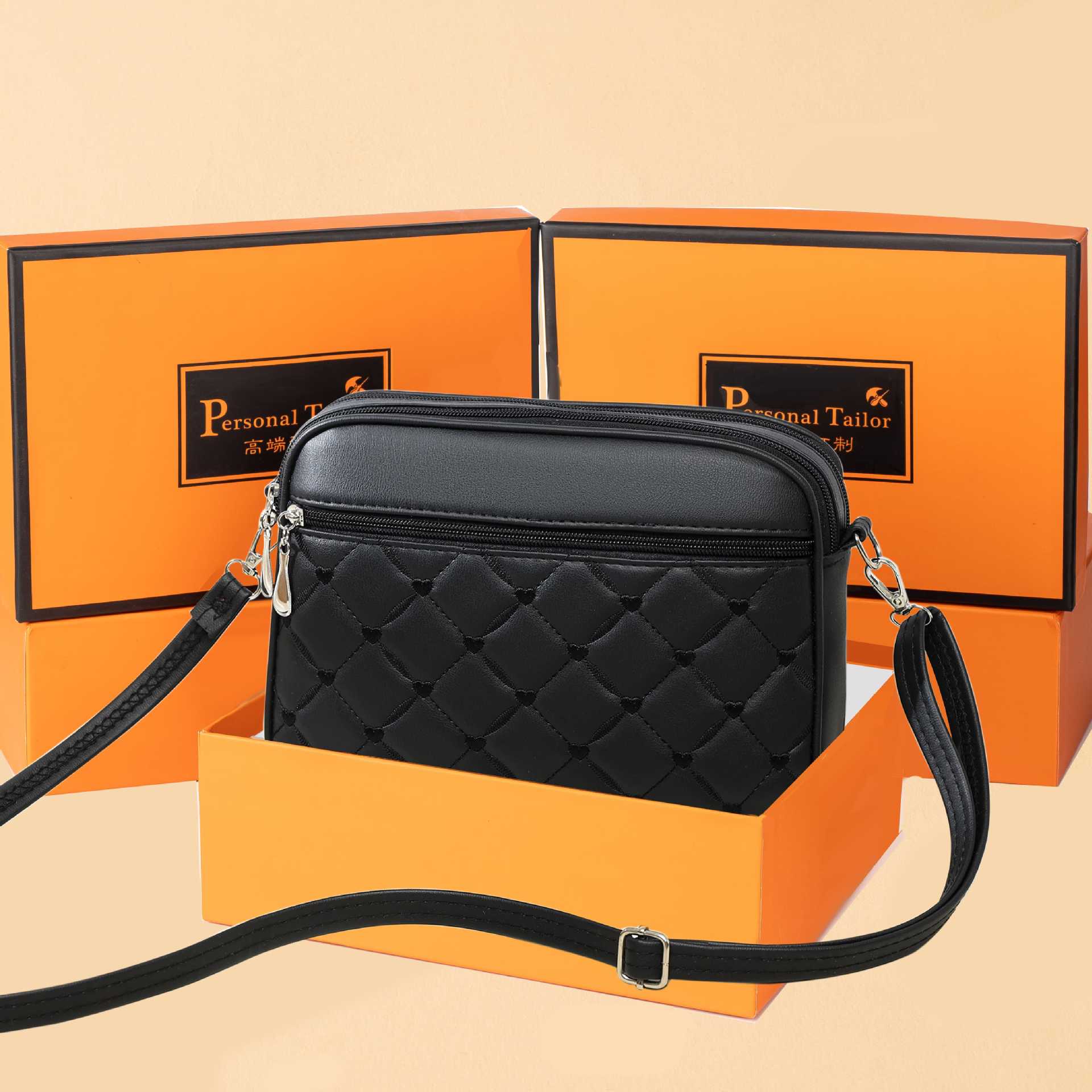 2025 새로운 뜨거운 판매 여성 Crossbody 가방 다층 실용적인 수 놓은 다이아몬드 패턴 어깨 가방 중년 어머니 여성 가방
