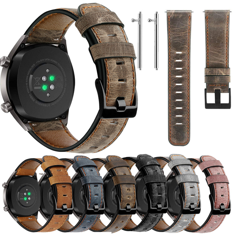 Suitable for Samsung Smart Watch S3 Galaxywatch3 Active2 Retro Crazy Horse Leather 20 22 Quick Release