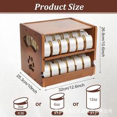 二層無垢材キャットフード缶収納ラッククリエイティブ木製ペット缶収納ラック木製ウェットキャットフード収納ラック