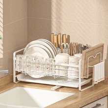 厨房沥水碗碟架台面窄款放碗架家用刀筷碗盘收纳盒单层水槽晾碗架