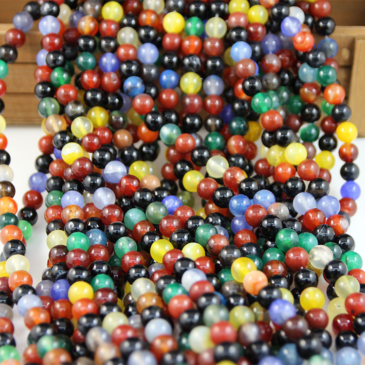 Colorful agate beads 6mm, about 63 pieces, about 20 grams