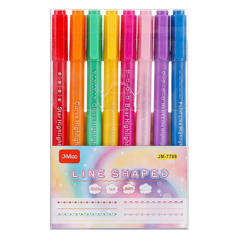 Fábrica al por mayor pluma de contorno DIY Diario en forma de flor de doble cabeza curva pluma estudiante graffiti dibujo clave marca resaltar pluma