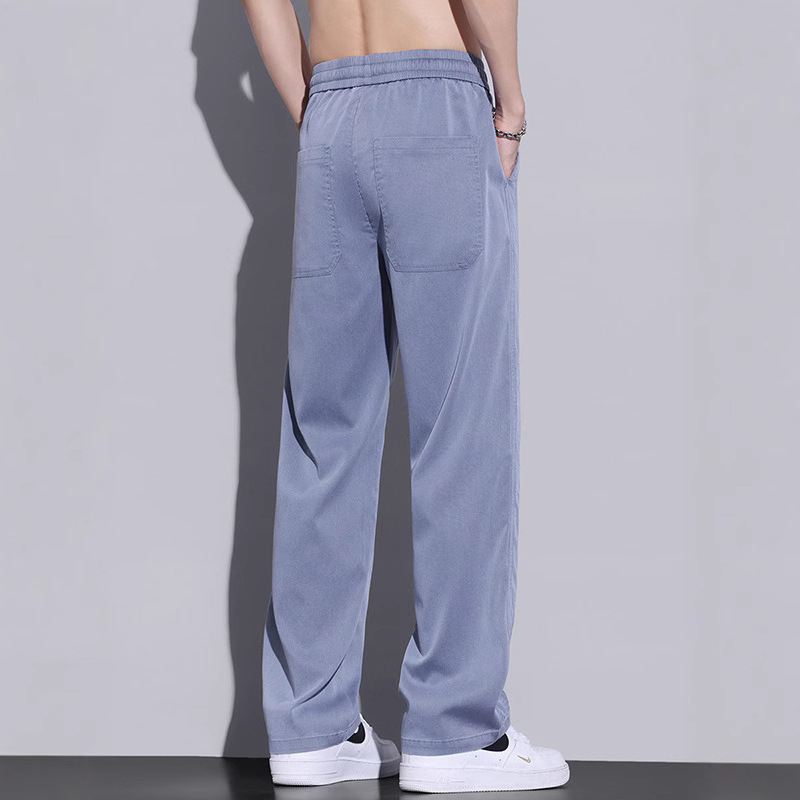 Thin Casual Pants Men's 2025 Summer Thin New Style Loose Straight Dipper Wide Leg Ice Silk Denim Long Pants