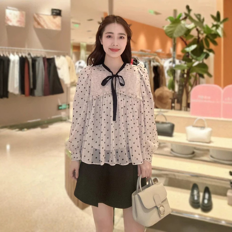 【Yibai】Cross-Border Japanese-Style New Lace Embroidered Fairy Chiffon Shirt Blouse Top 25009 # 【Yibai】Cross-Border Japanese-Style New Lace Embroidered Fairy Chiffon Shirt Blouse Top 25009 #