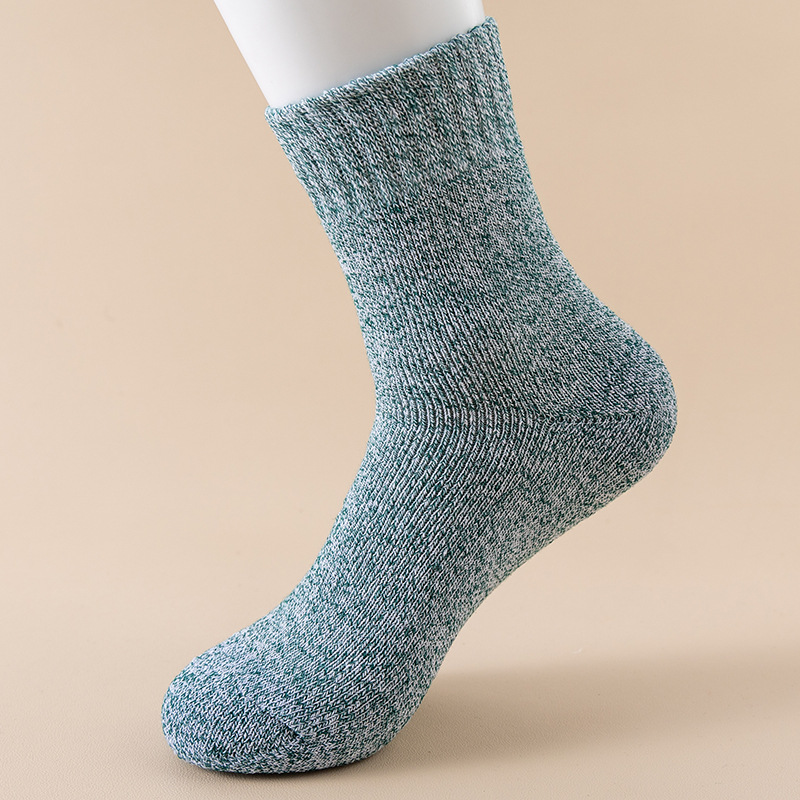 Calcetines de anillo para hombres de otoño y invierno más terciopelo grueso calcetines de piso de color sólido paralelo calcetines de toalla al por mayor transfronterizos