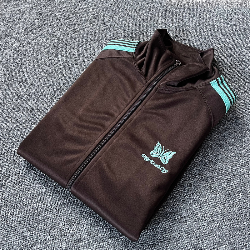 AGUJAS de PISTA de terciopelo bordado de la mariposa Japonés vintage cinta campus estilo de los hombres y las mujeres chaqueta de la chaqueta de deportes