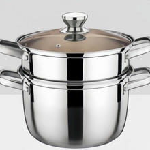不锈钢奶锅复合钢汤锅两层蒸锅加厚家用煮牛奶燃气电磁炉礼品锅