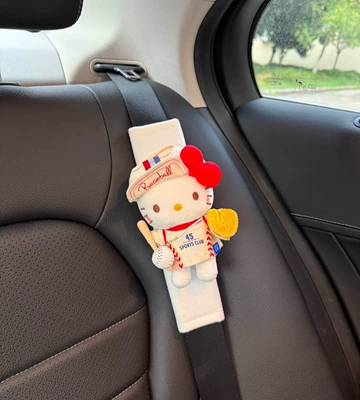 Sürətlər qutusu və əl tormozu başlıqları – Car Seat Belt Shoulder - authentic-kt-shoulder-pads-white-linen-red-knot-baseball-set-with-yellow-gloves-single