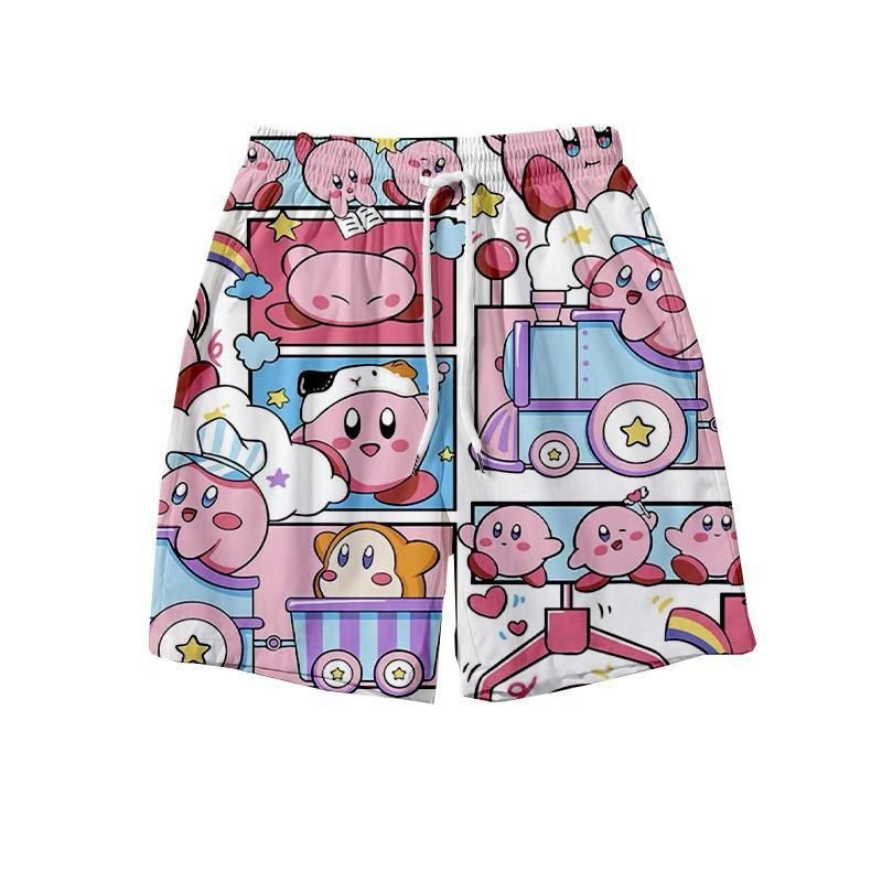スポンジボブサマーカートゥーンアニメーションショーツ、男性と女性用、5点式パジャマ、カジュアルパンツ、カップルビーチパンツ、多用途|undefined