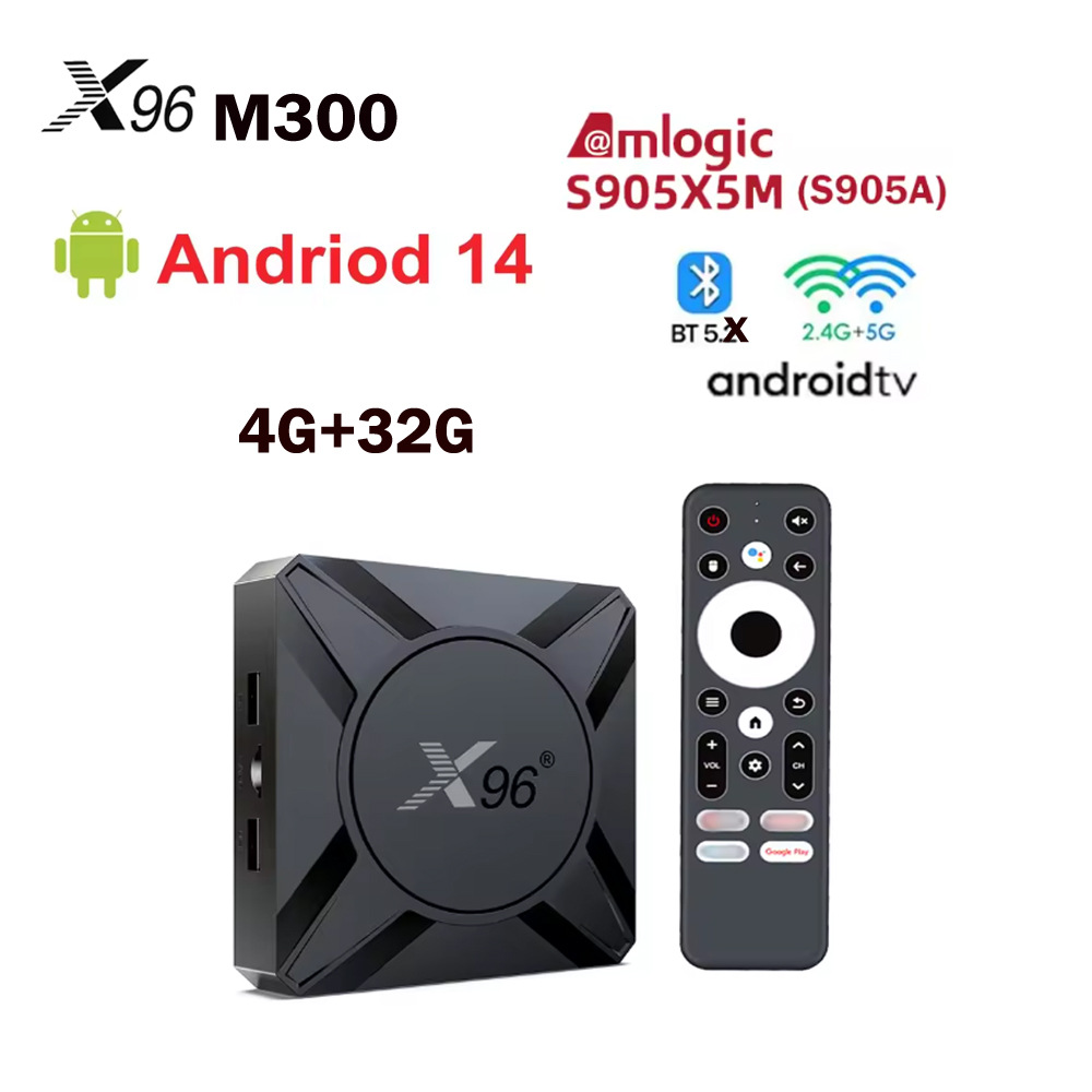 X96 M300 Android 14 1000m Lan 4g 32g Network Set-Top Box S905X5M (S905A) Bt5.X