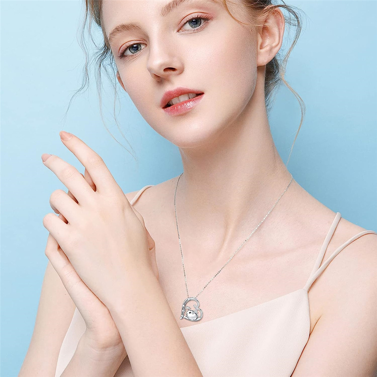Heißer Verkauf Einfache Und Niedliche Herz-förmigen Diamant Intarsien Hamster Anhänger Halskette, Modische frauen Schmuck_voghion.com