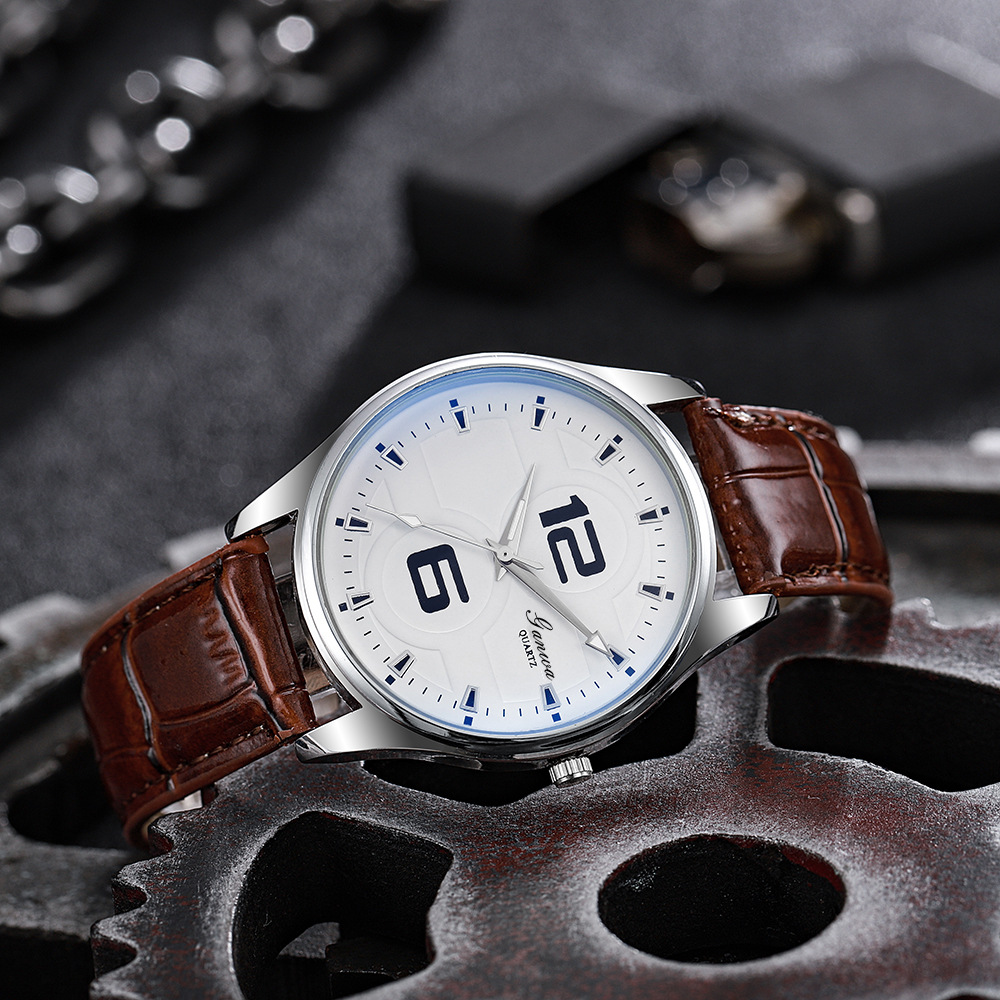 Factory Direct Men's Watches Wholesale Douyin Live Broadcast Blue Light Glass Quartz Belt Watch Men's Gift Men's Watch