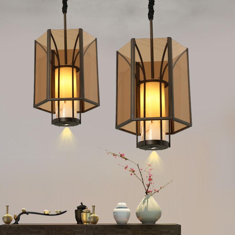 New Chinese Style Small Chandelier Corridor Aisle Single Bird Cage with Spotlight Chinese Style Tea House Antique Zen Restaurant Chandelier