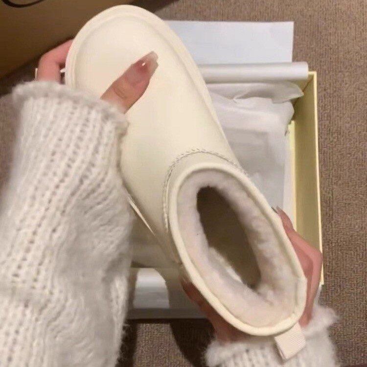 厚底雪地靴女冬加绒加厚东北棉鞋欧货爆款马丁靴法式小短靴及踝靴|undefined