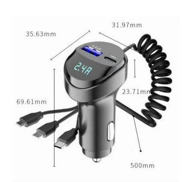 Car Charger with Three-In-One – Car mp3 - kc08-packed-in-color-box
