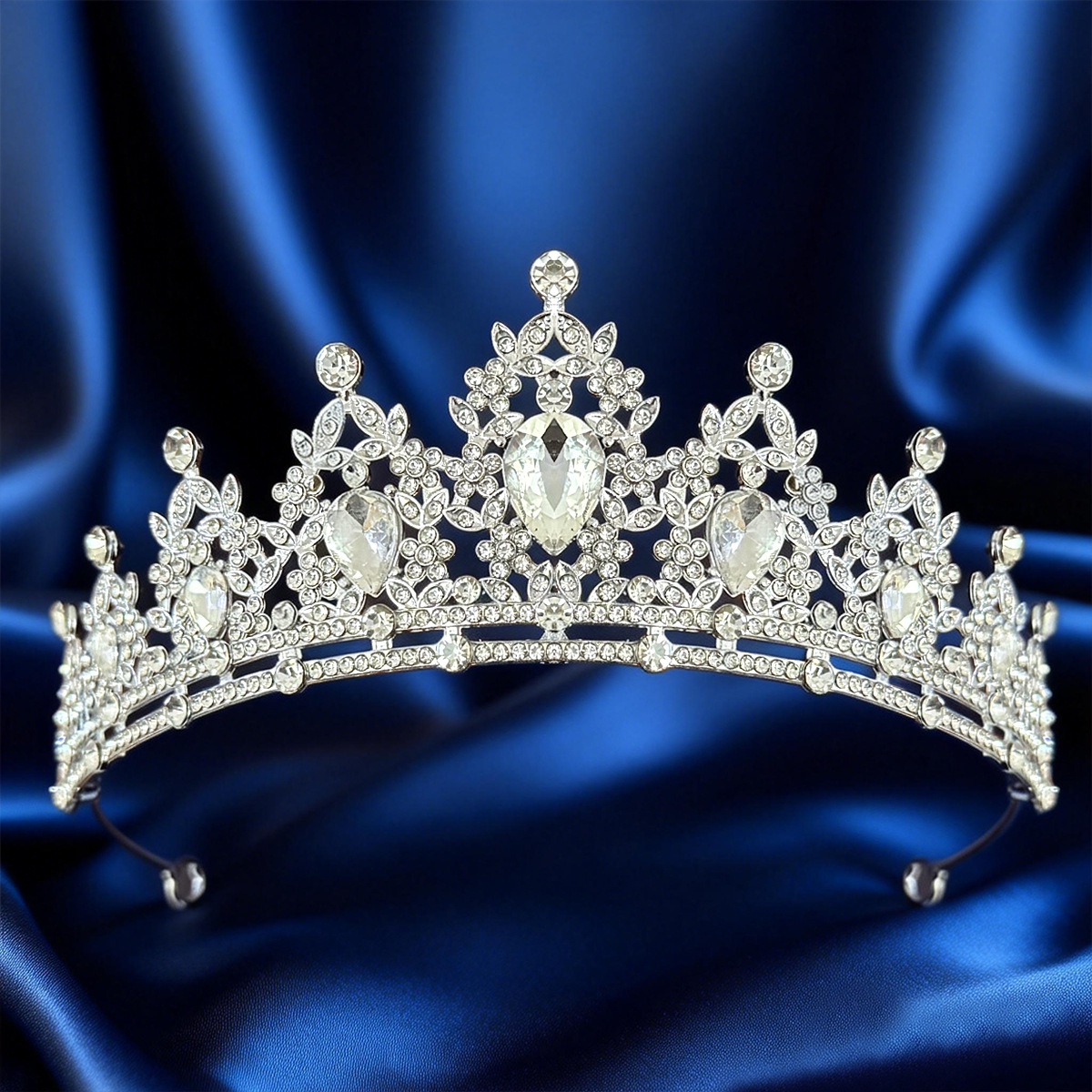 Corona nupcial europea y americana, diadema de pedrería colorida, corona barroca de aleación, accesorios para vestido de novia