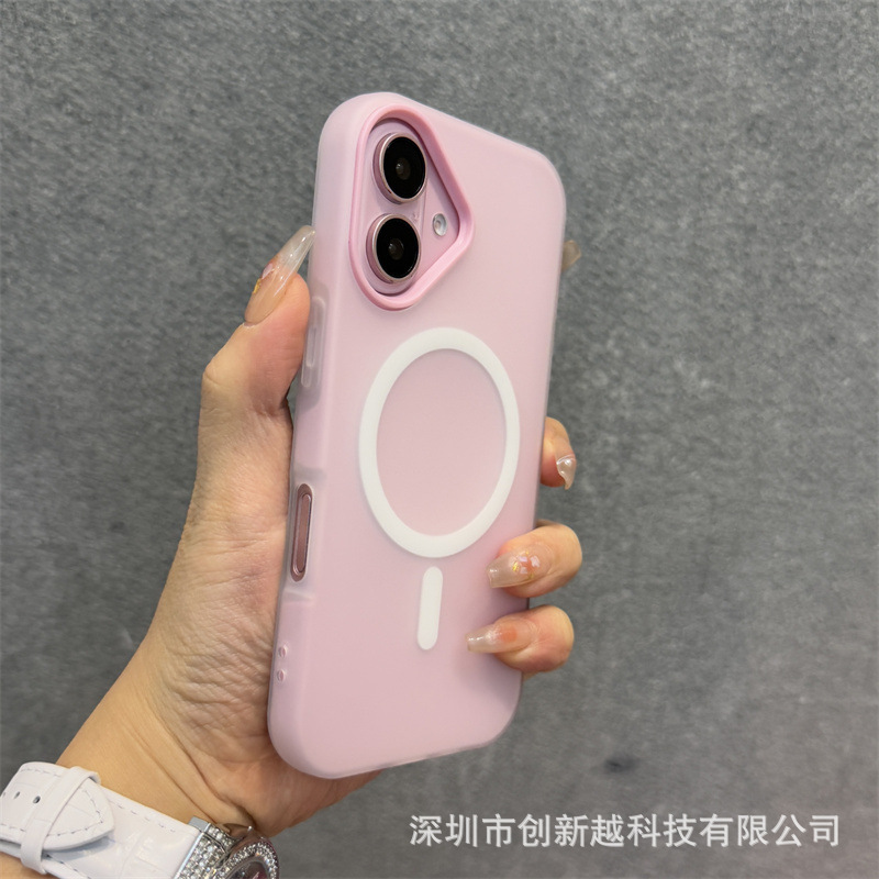 Apple 16promax ゼリー肌感触ツーインワン携帯電話ケース iPhone17 つや消し磁気吸引 15 ストラップカバーに適しています。|undefined