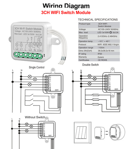 Tuya smart switch one, two, three and four channels wifi timing switch remote control switch zero fire wireless switch dual control