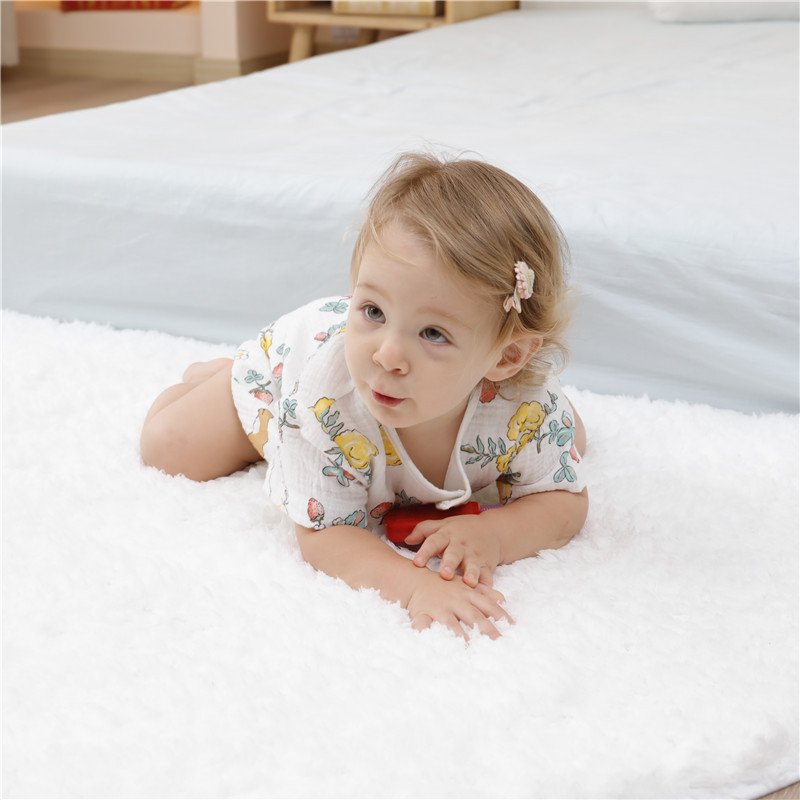 Mono de gasa antibacteriana de algodón puro para bebés, mono fino de manga corta para niñas recién nacidas.