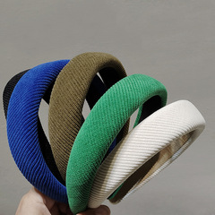 復古斜紋海綿發箍韓國頭飾高顱顯白氣質頭箍發卡寬邊網紅洗臉髮飾