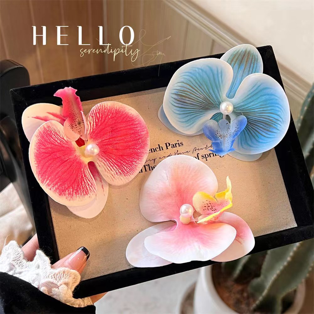 Flores biónicas mariposas orquídeas abrazadera para el cabello de mujer atmósfera sen sensación de cabello de flores bordes laterales abrazadera para el cabello de flores frisa abrazadera para el cabello de mujer image 4
