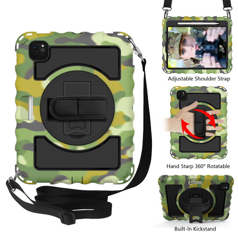 Suitable for iPad Pro 11inch Protective Case Air4/5 Silicone Rotating Stand 10.2 Hand Strap Anti-Fall Cover 9.7 Suitable for iPad Pro 11inch Protective Case Air4/5 Silicone Rotating Stand 10.2 Hand Strap Anti-Fall Cover 9.7