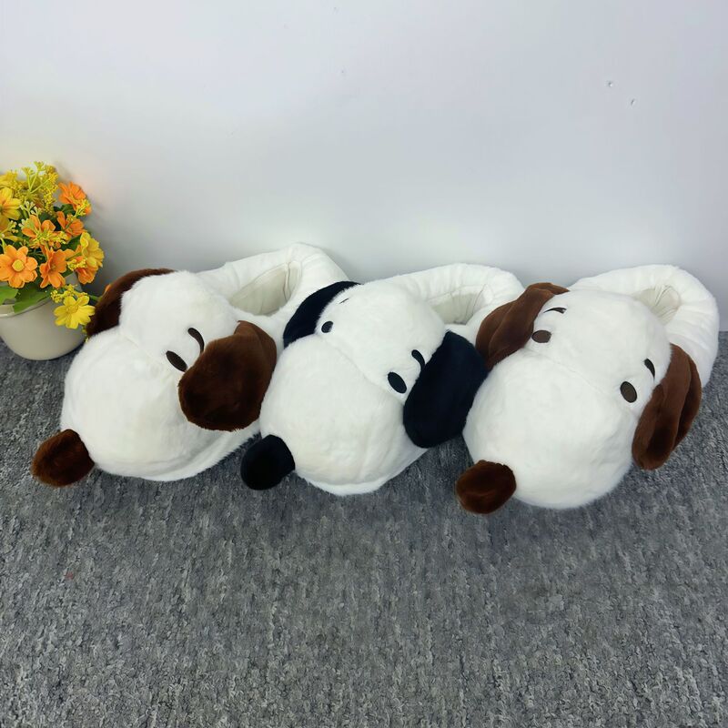 Cross-Border New Snoopy Plush Slippers for Couples, Autumn and Winter Home Warm Cartoon Puppy Cotton Slippers Wholesale