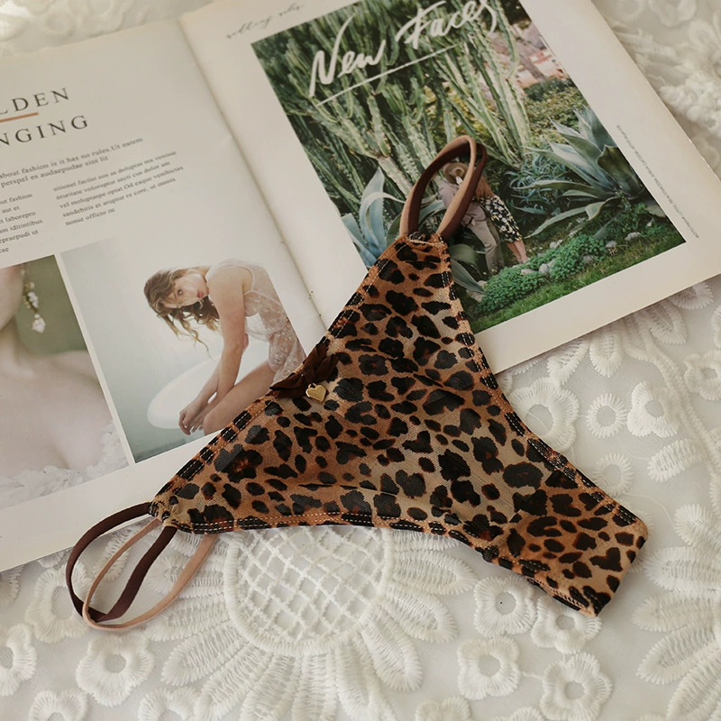 Меш сетчатая низкая талия thong, прозрачный леопардовый и узорчатый принт, размеры M–XXL