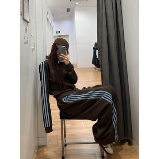 美式穿搭减龄高级感休闲运动套装秋2026新款卫衣开衫阔腿裤两件套