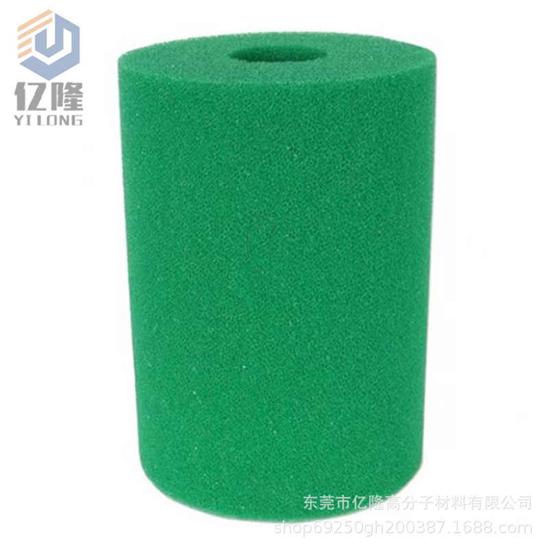加工高密度彩色爆破开孔过滤海绵柱子 直径50MM钻孔过滤绵圆柱