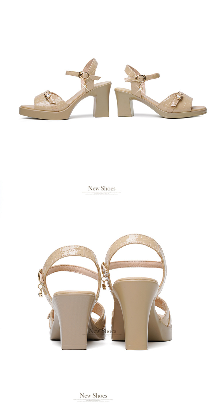 Sandal nữ da thật gót vuông 6 cm đế chống thấm, form thoải mái size lớn — Mơ (gót vừa 6.0CM) chi tiết 39