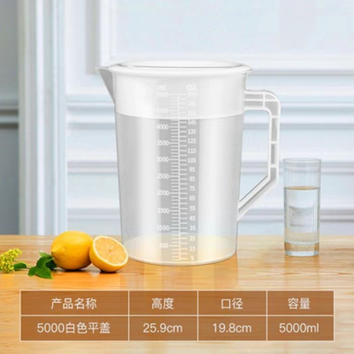 Botella de agua fría de plástico gran capacidad con escala para té y bebidas comerciales