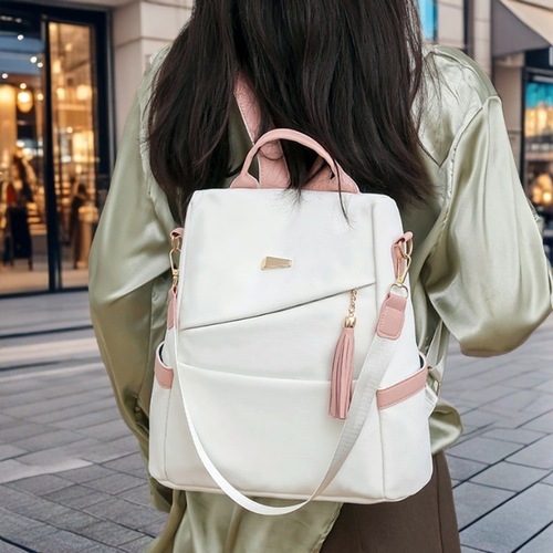 Cross-border simple solid color women's new fashion travel backpack two-in-one women's large capacity casual women's school bag