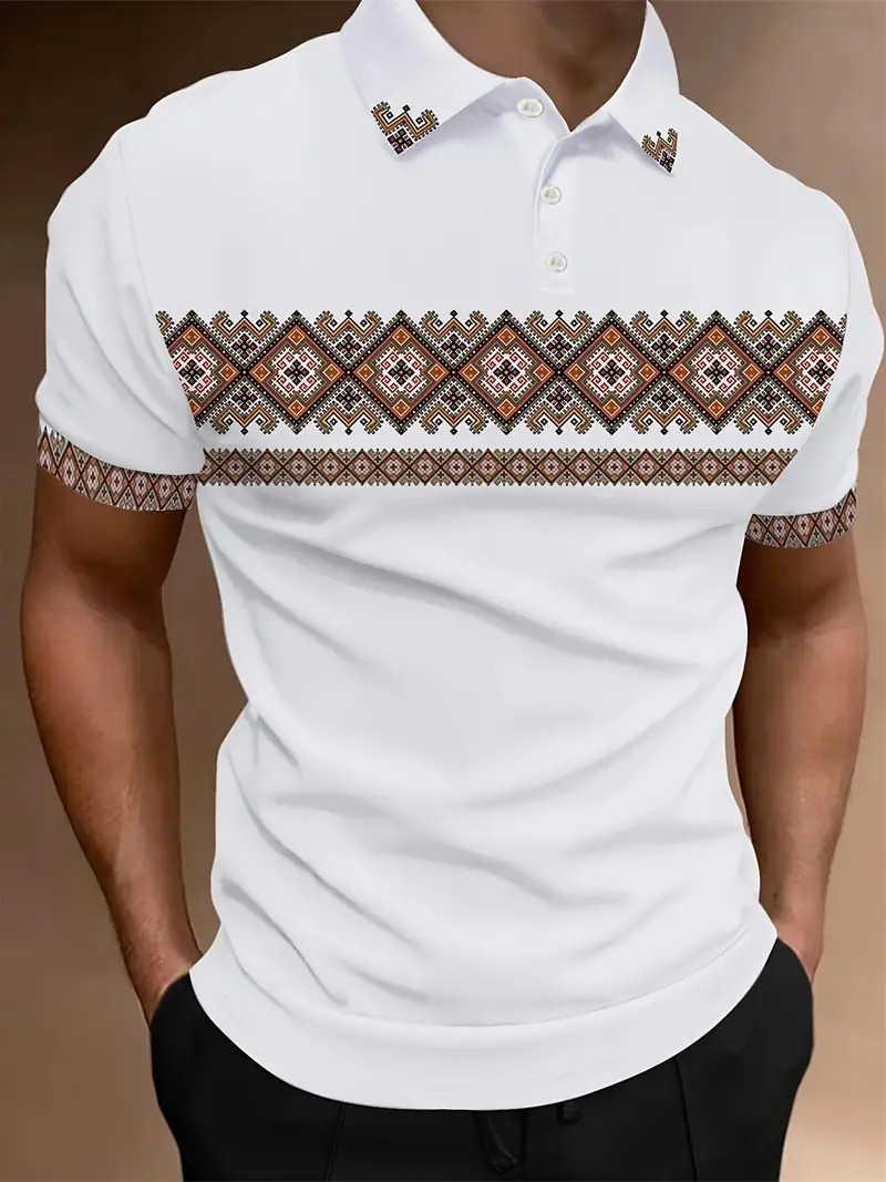 Camisa polo de solapa con botones de manga corta para hombre europeo y americano de Amazon Camisa de moda callejera con estampado digital 3D MB13