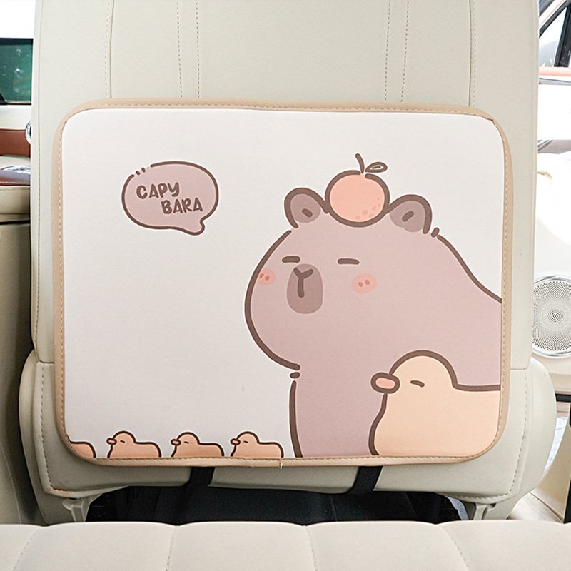 Katong Capybara Car Seat Back Anti-Kick Pad Wear-Resistant Cartoon Leather (Chair back anti-kick pad) - capybara-small-anti-kick-pad