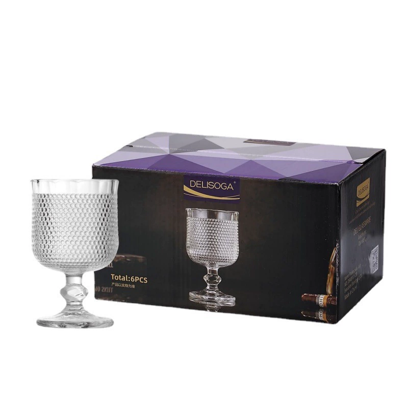 Relief -carved flower glass juice drink cup short tall cup diamond bead dot butterfly pattern European -style glass wine