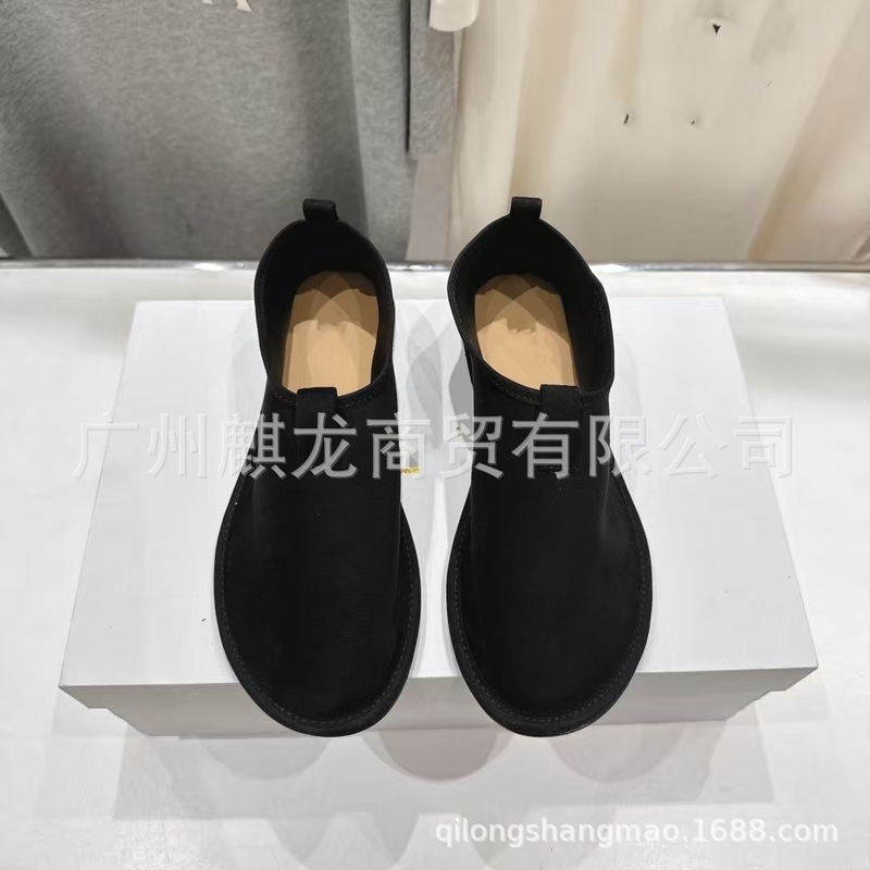 高端小众2025新款真皮圆头浅口复古平底一脚蹬百搭休闲乐福鞋单鞋|undefined