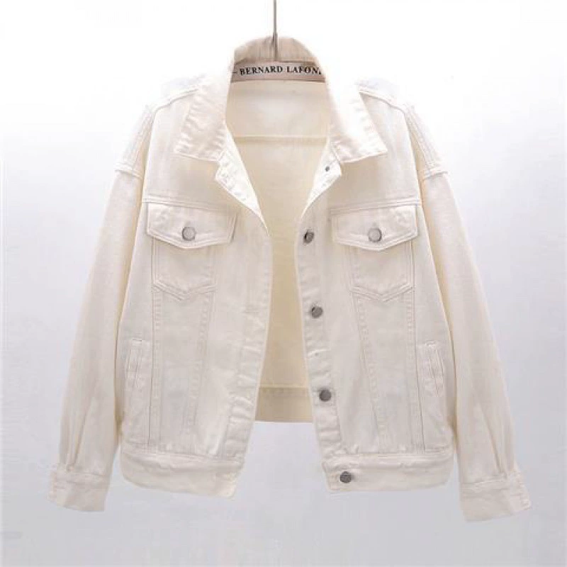 Jacket, denim short long-sleeve for students, Korean style