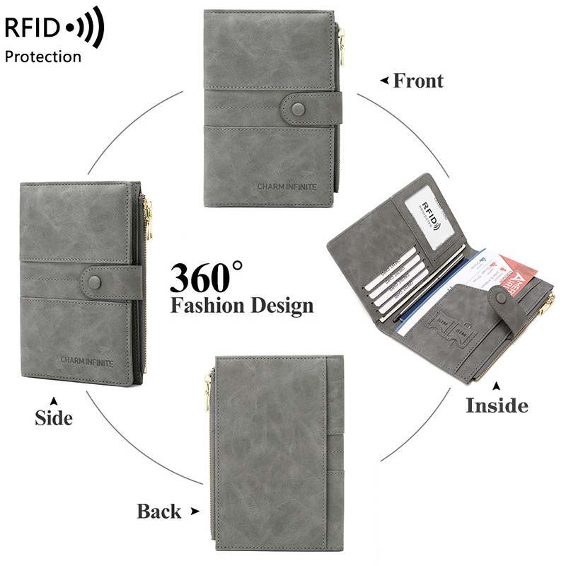 Nuevo porta pasaporte RFID antirrobo con hebilla de cremallera, funda para pasaporte, portadocumentos, bolsa de viaje multifuncional para pasaporte_voghion.com
