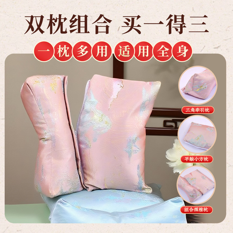 荞麦颈椎枕头护颈椎助睡眠用成人儿童夏天睡觉宿舍枕芯三角枕头|undefined