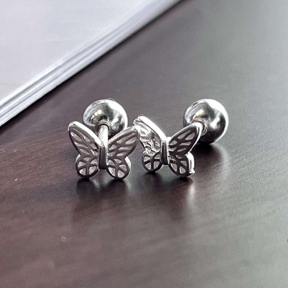 Fashion Butterfly Silver Plating Ear Studs 1 Pair