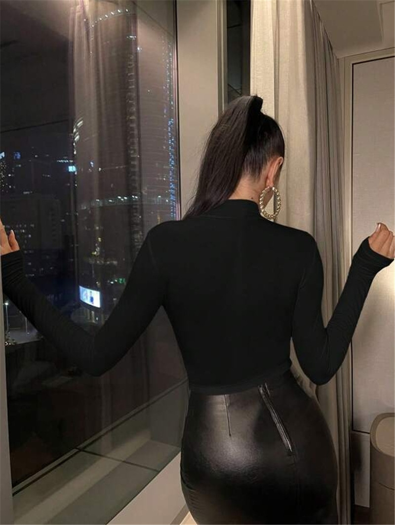 Autumn Winter Base Slim Fit Pleated Small Turtleneck T shirt