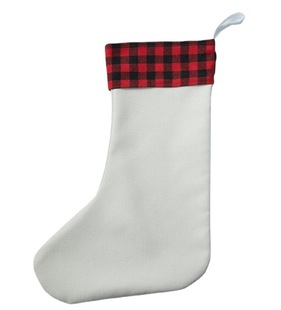 Hot Cross Border Red Black Plaid Stitching Christmas Hanging Gift Bag Socks Linen Santa Claus Decoration Pendant