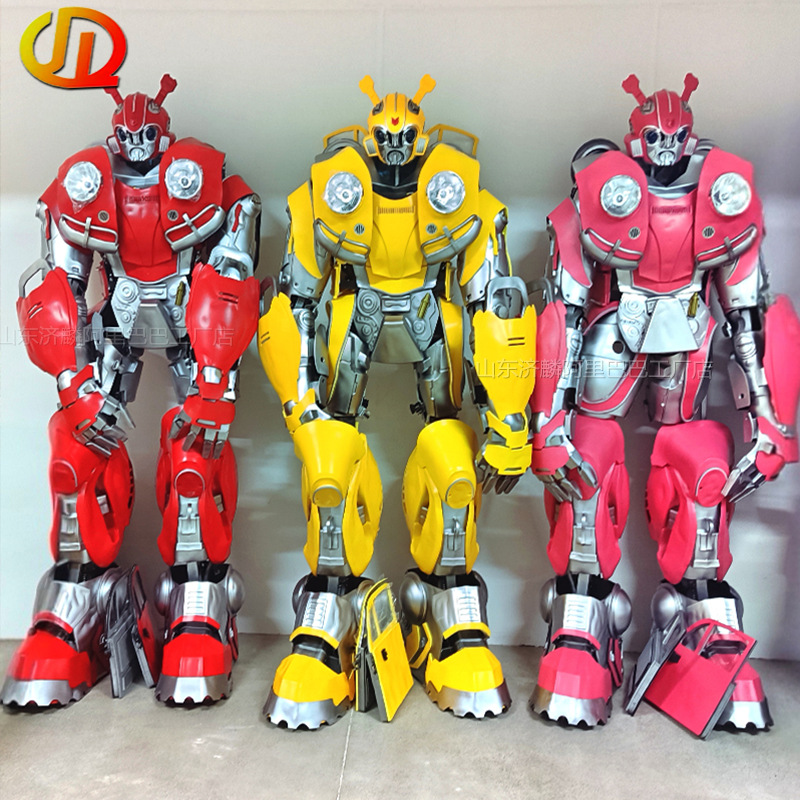 Fábrica en stock de segundos vestidos de robot deformación armadura amarilla armadura de fiesta mecha vestible