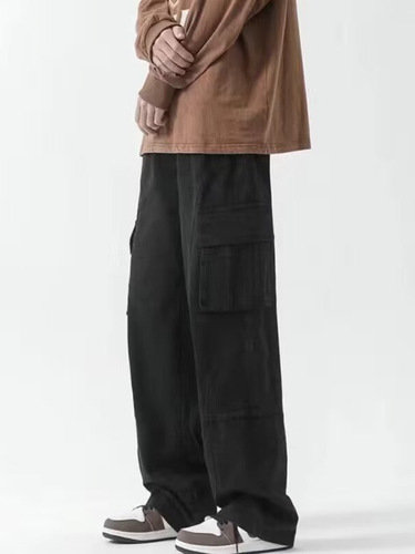 Men's American Workwear Straight Leg Loose Wide Leg Pants for Spring and Autumn, Japanese Retro Fashion Brand Belted Casual Long Pants
