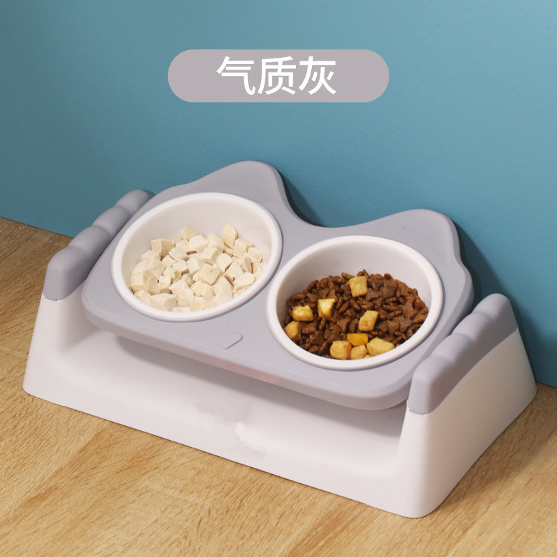 Tazón de gato tazón de comida para gatos tazón de perro de ángulo ajustable tazón de perro tazón de gato tazón doble tazón de protección de la columna cervical perro vajilla en stock al por mayor
