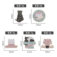 Cross-border new personalized English letter cat lover medal cartoon cute cat animal brooch geometric shape accessory