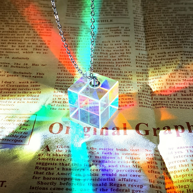 Sol catcher cadena colgante color prisma Cubo de luz sol catcher adornos cristal óptico equipo enseñanza
