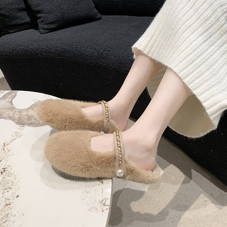 Pantofole in peluche da donna comode morbide bianche in cotone_voghion.com