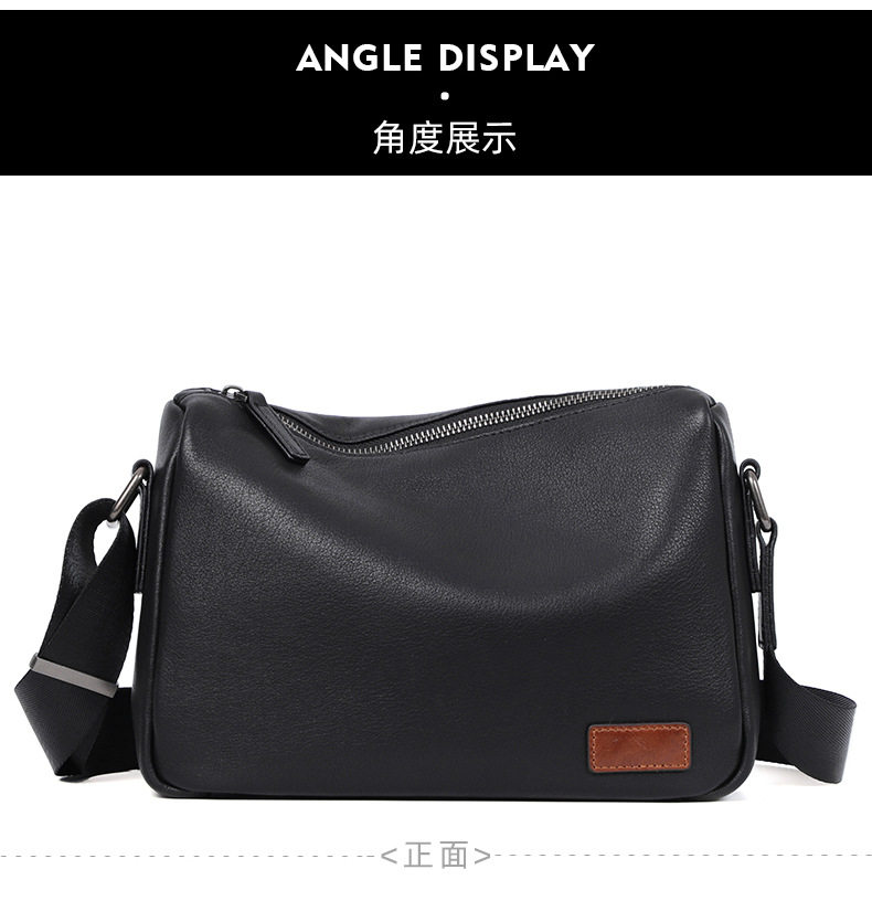 Túi đeo chéo nam da bò thật dạng hộp nhỏ 29×11×17 cm — Màu đen chi tiết 11